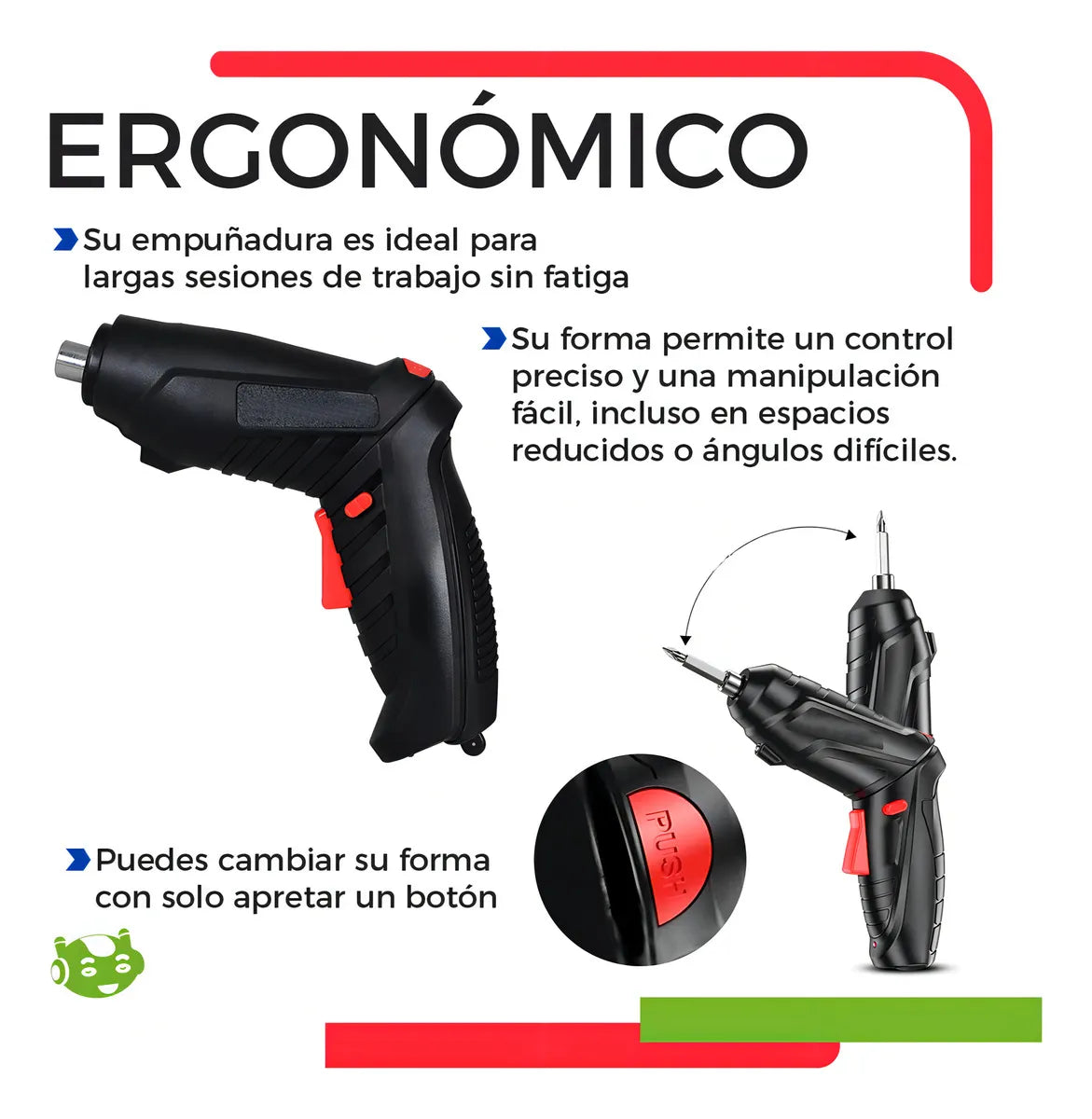 Kit Destornillador Eléctrico Recargable Inalámbrico - Negro