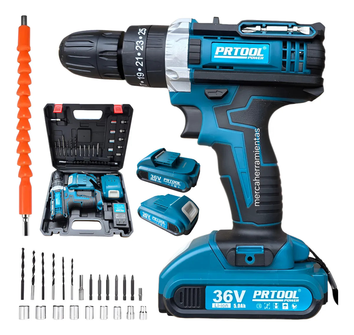 Taladro Atornillador Inalámbrico 24v Percutor 10mm 2 Pilas - Azul Acero - 50hz/60hz