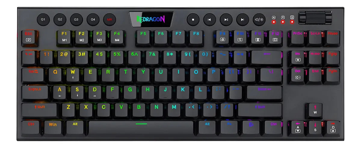 Teclado Redragon Horus QWERTY Red Ultra low profile español latinoamérica color negro con luz RGB