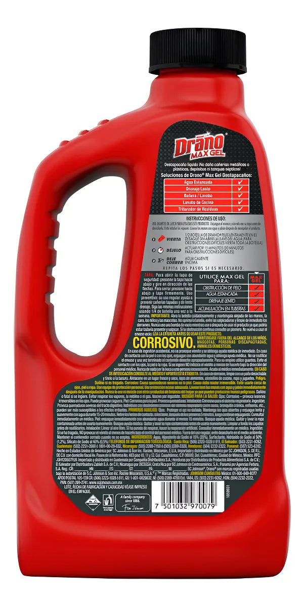 Drano Max Gel Desatascador Líquido para Limpieza de Tuberías de Fregadero o Ducha, 946ml