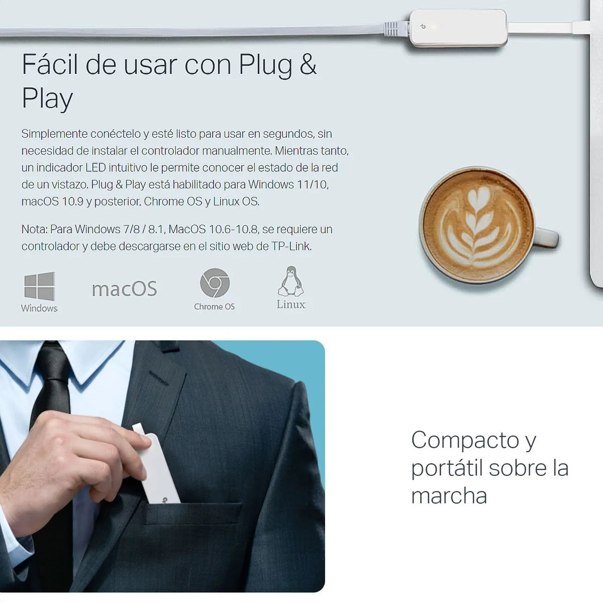 Tarjeta De Usb Tipo-c A Rj45 Red Lan Gigabit, Tp-link Ue300c
