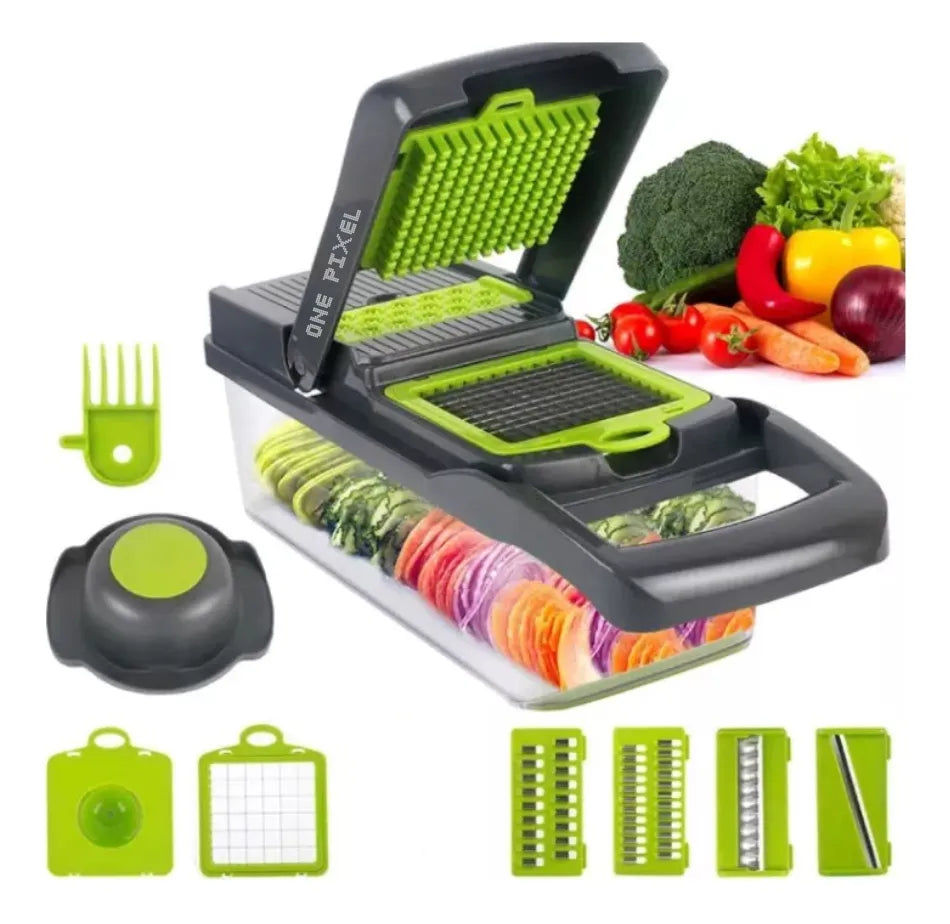 Picador Rallador Verduras Mandolina Todo En Ayudante Cocina Verde