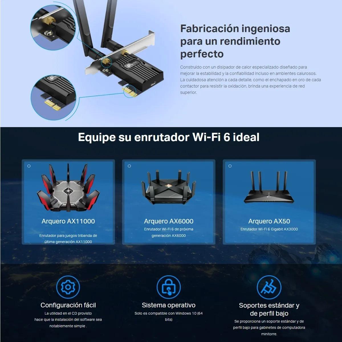 Tarjeta Pcie Wifi 6 Ax3000 + Bt 5.2, Tp-link Archer Tx55e