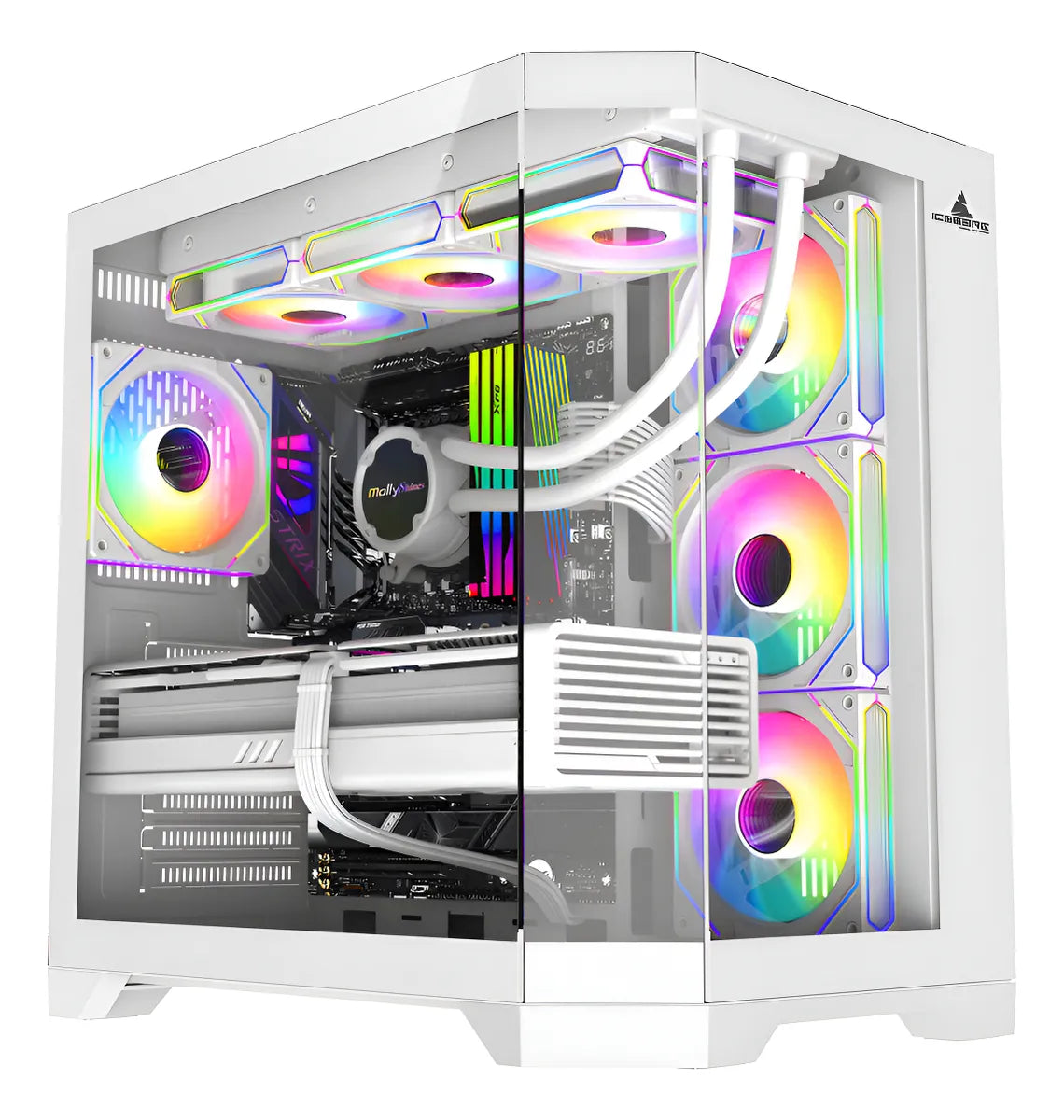 Chasis Iceberg Crystal Edge Blanco X10 Ventiladores Argb