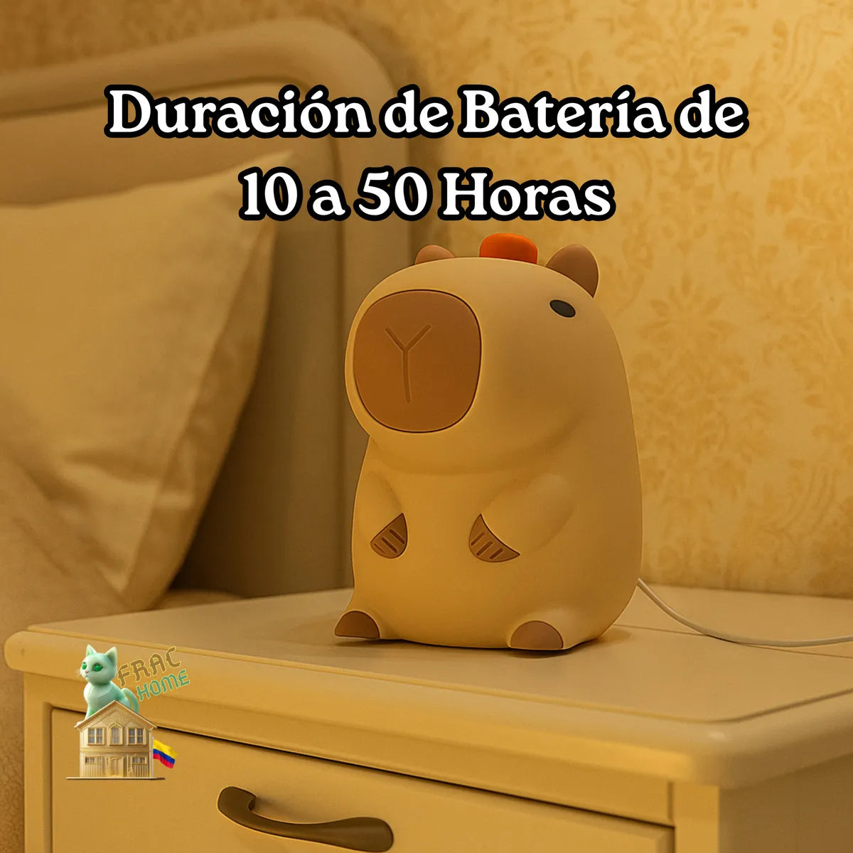 Lámpara Luz Nocturna Táctil Silicona Led Cálida Capibara Chigüiro Carpincho Adorable Tierno Kawaii Lectura Suave Decorativa Dormitorio Habitación Mesita Acogedor Recargable Usb Regalo Infantil