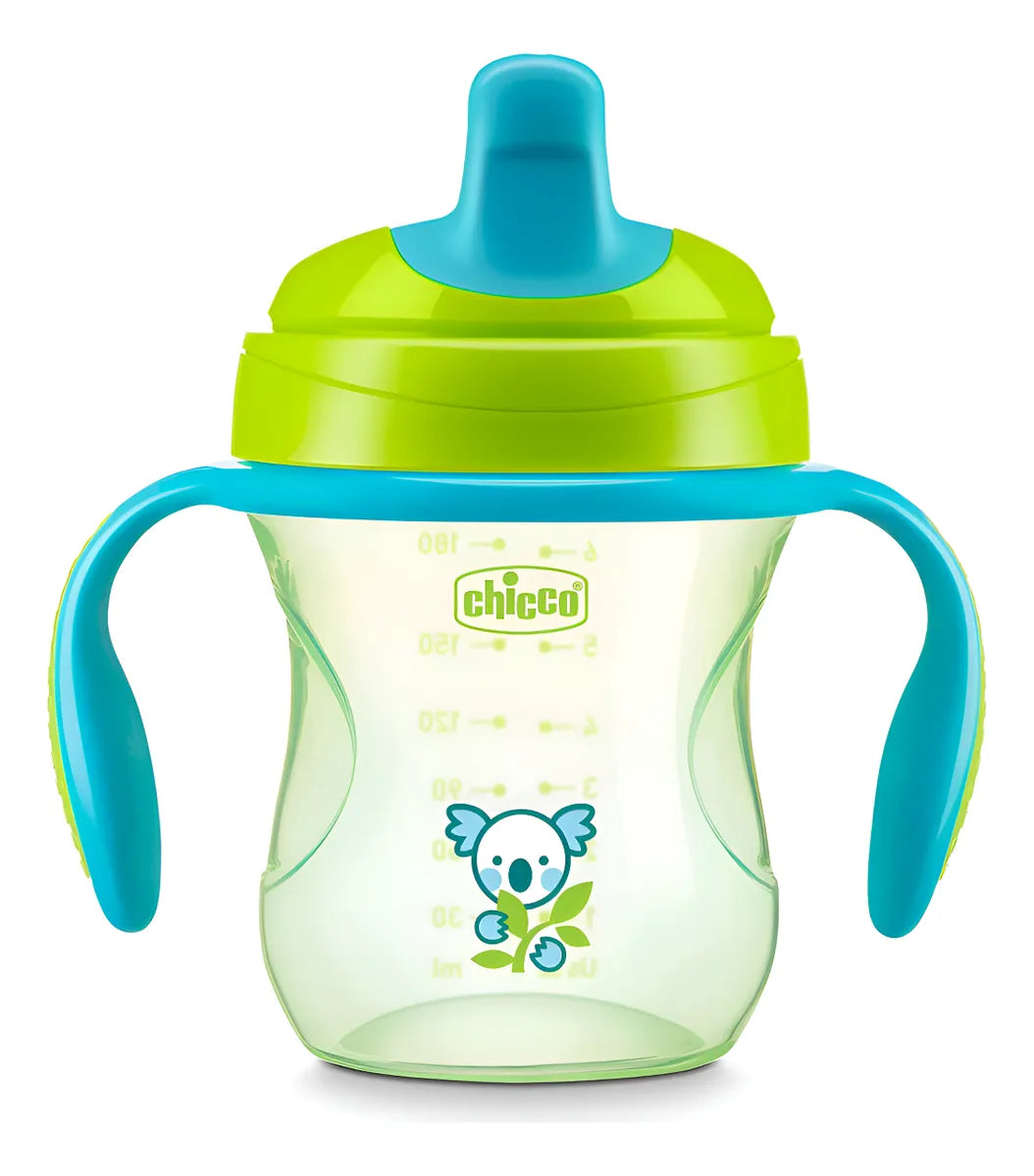 Vaso Entrenador Chicco 7 Onz Boquilla Semiblanda Verde 6m+ Azul