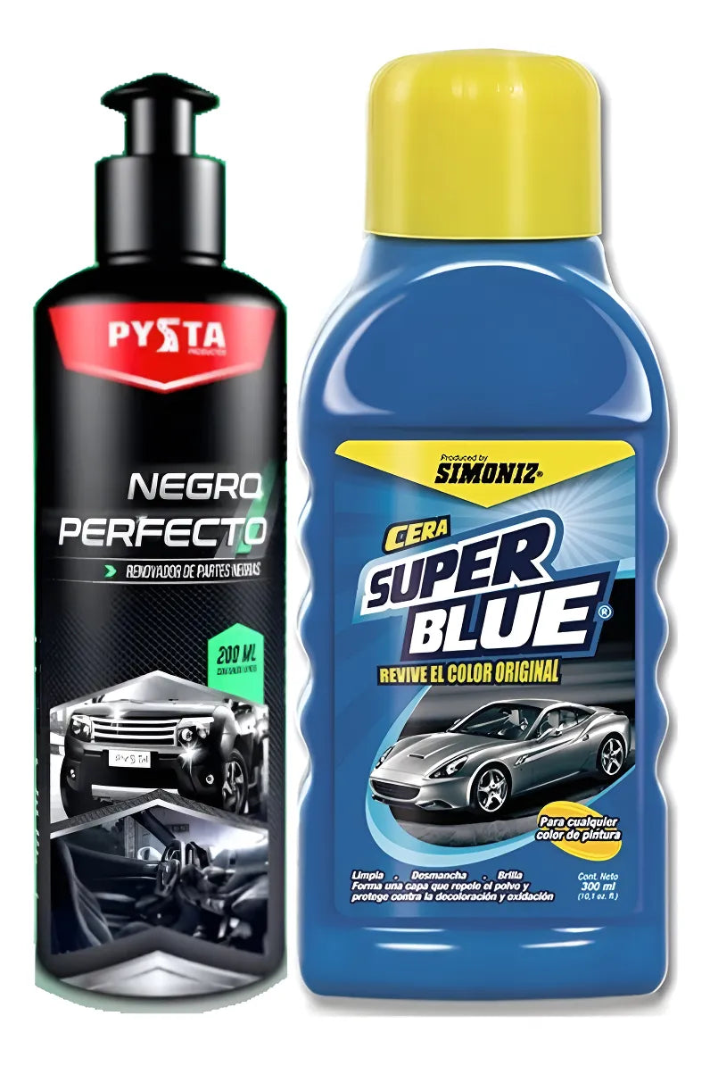 Restaurador De Partes Negras + Cera Superblue Simoniz Negro