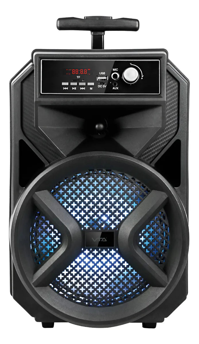 Parlante Recargable 30w Rms Vta Con Micrófono Y Bluetooth Color Negro