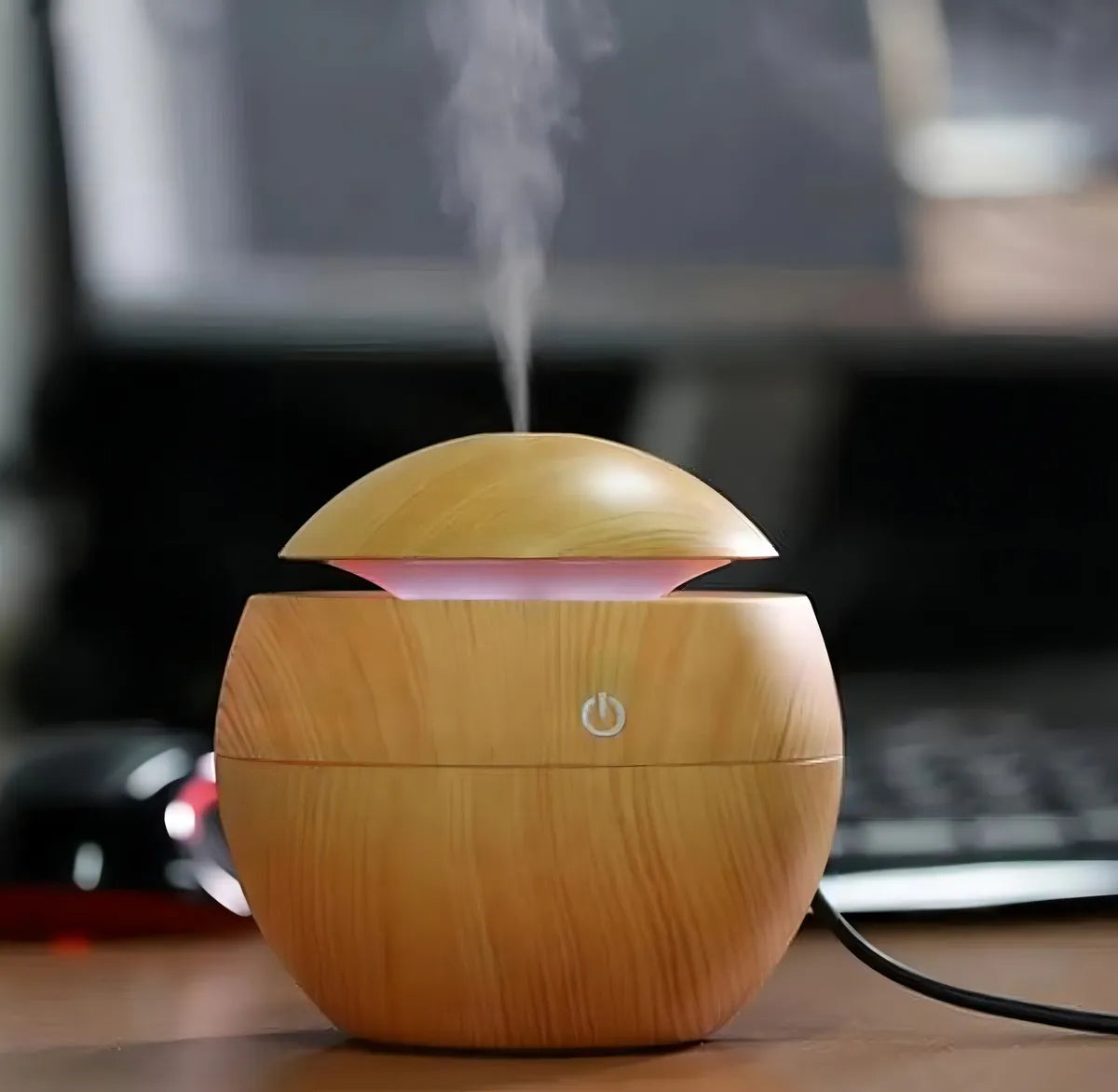 Difusor y humidificador de aromas Led Sphere Wood de 130 ml