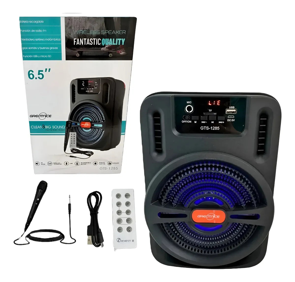 Parlante Mini Cabina Sonido Bafle Portátil Micrófono Control Diseño 1