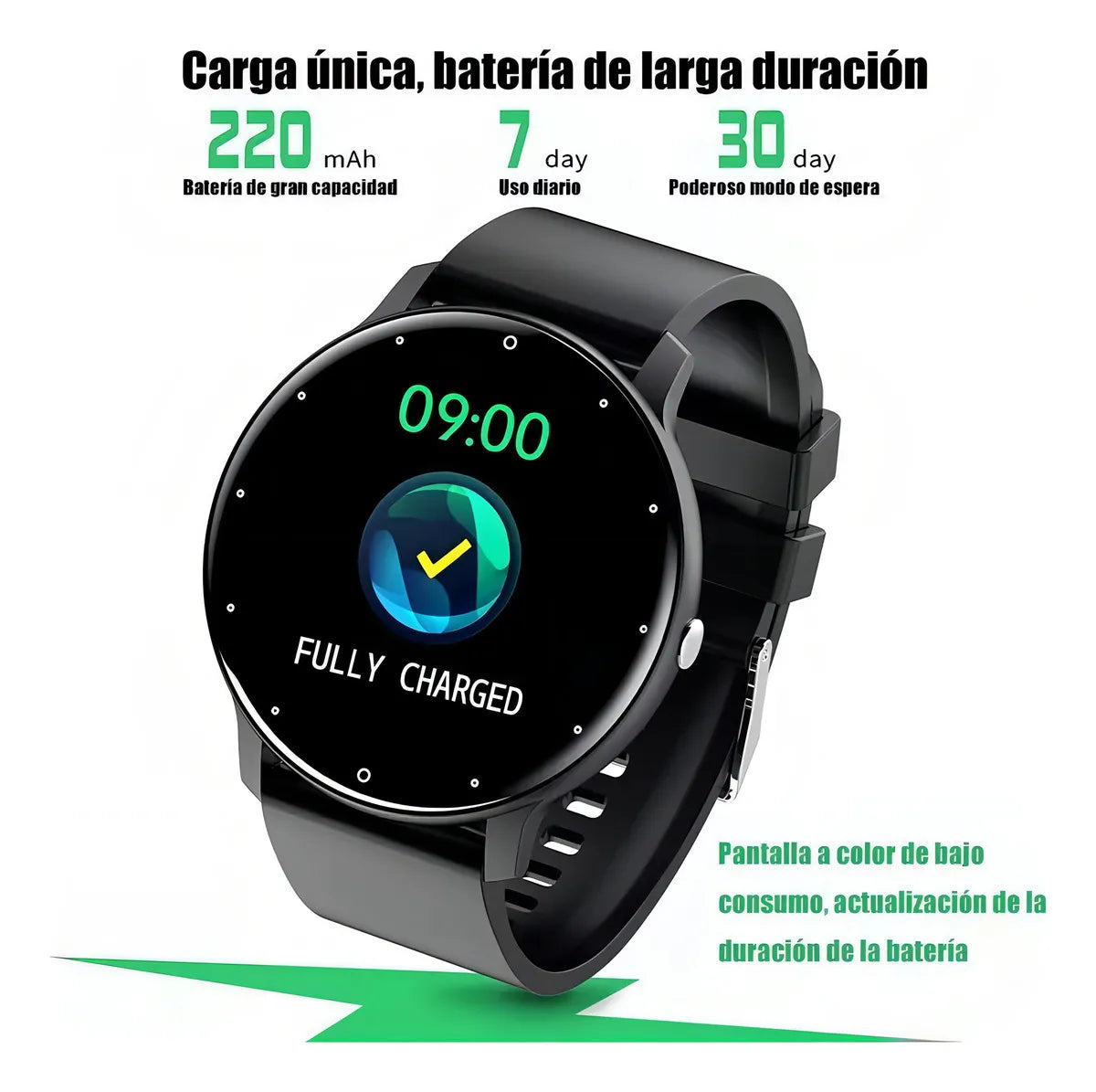 Smartband Lige ZL02D display de 1.39" con correa de silicona con correa color negro