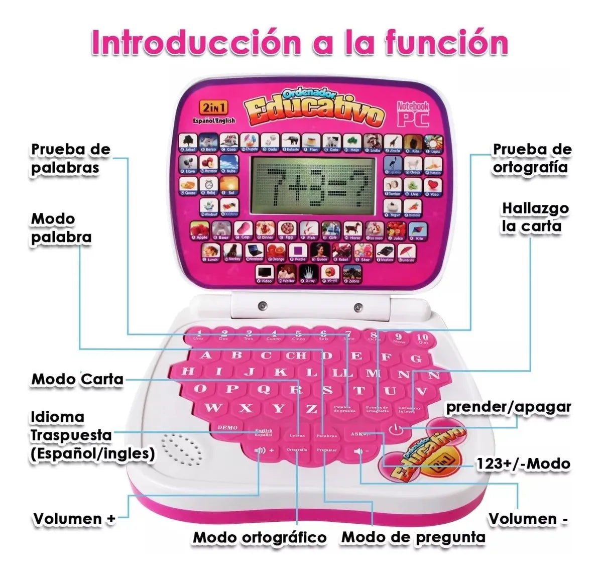 Mini Ordenador Didáctico Educativo Infantil Color Rosado