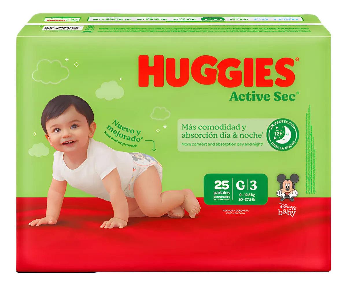 Pañal Huggies Active Sec Etapa 3 X 25 Unidades Grande (g)
