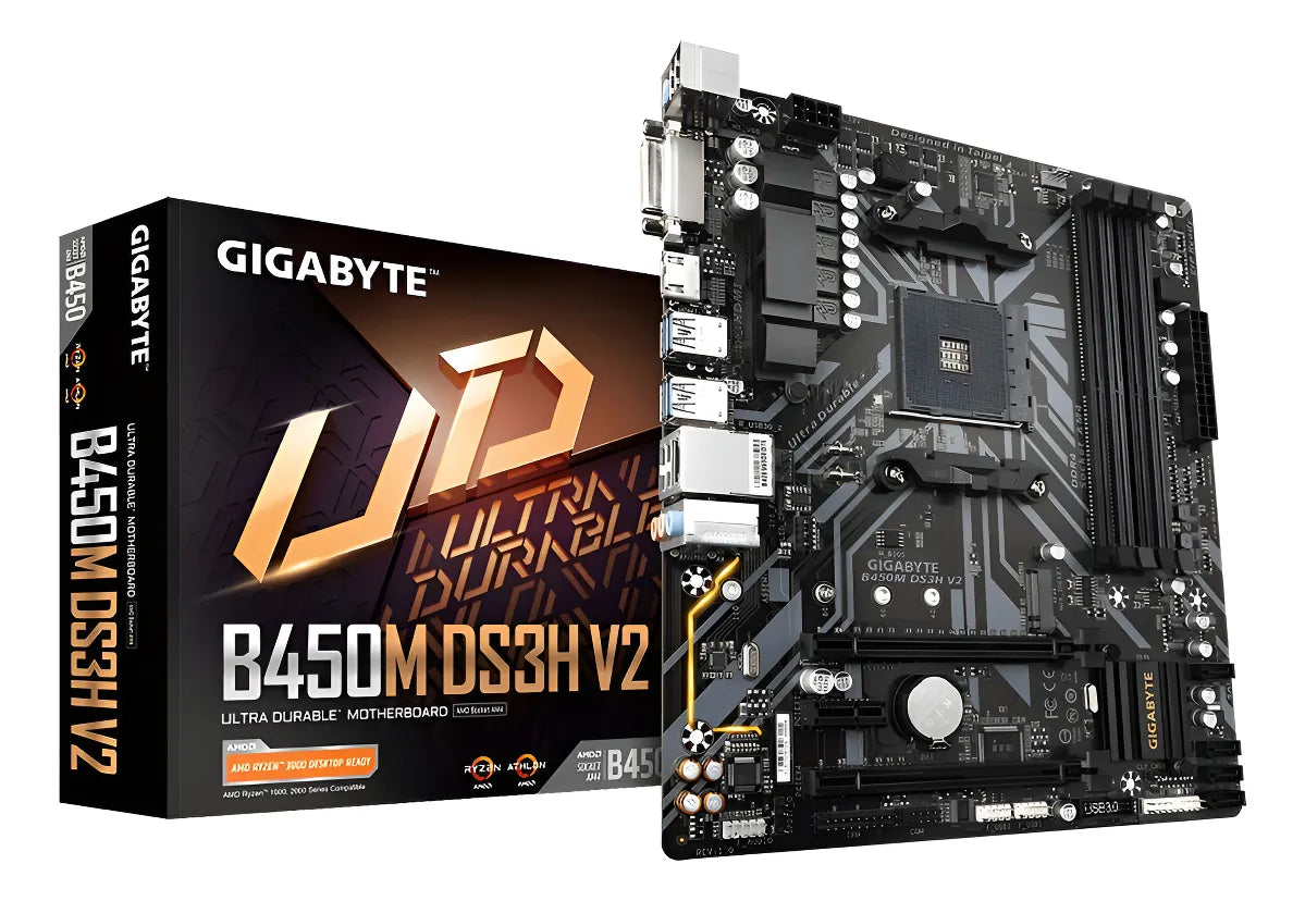 Placa Madre Gigabyte Ultra Durable B450m Ds3h V2 Negra Negro