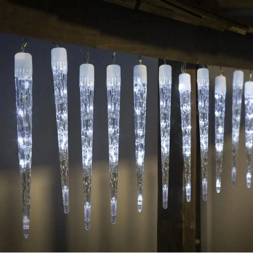 Luz Led Navideña Tubo De 10 Hielos X3 Metros Blanca-fría Blanco