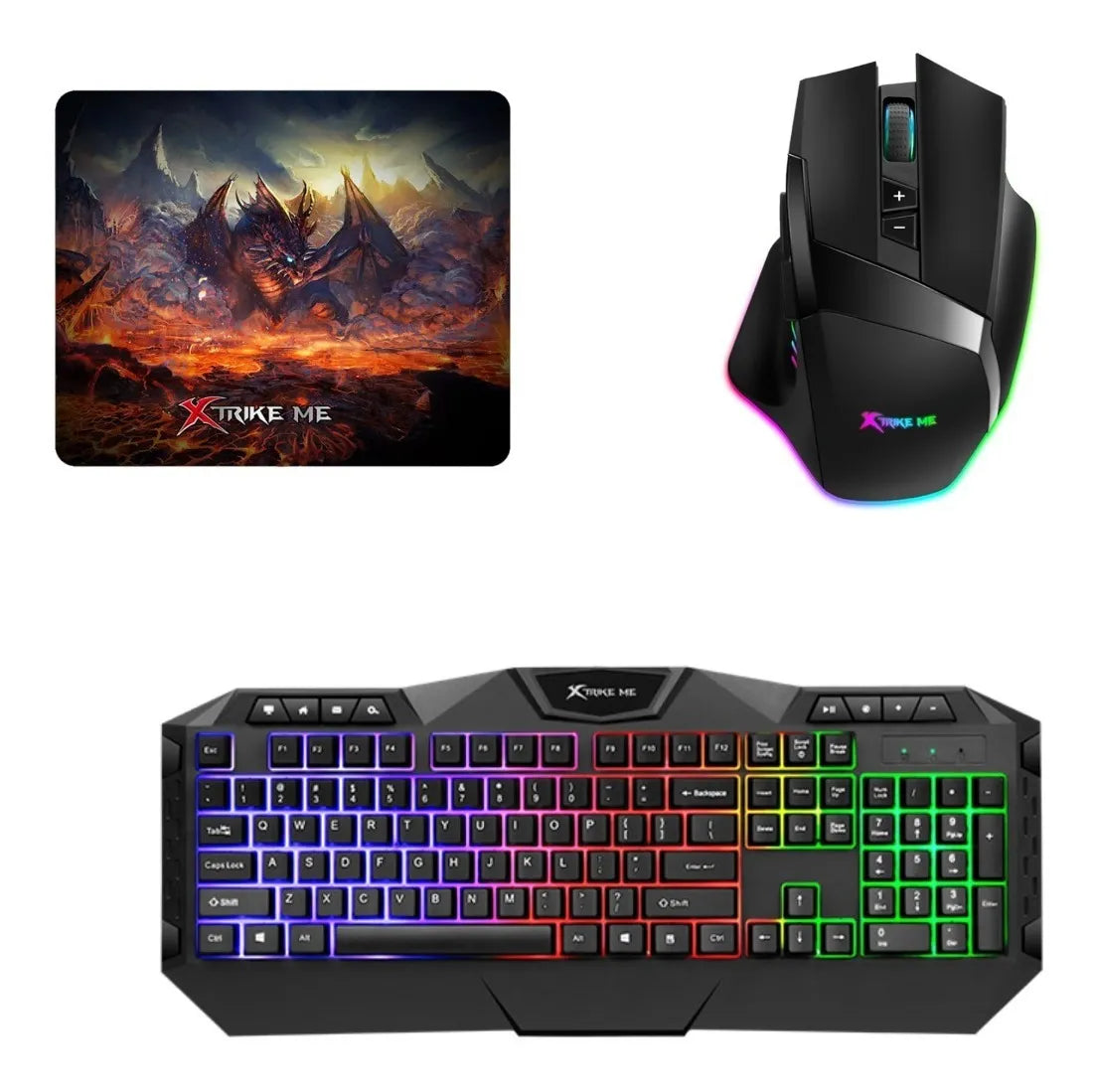 Combo Gamer 3en1 Xtrike Me Teclado Mouse Pad Pc Gaming Juego Color del teclado Negro