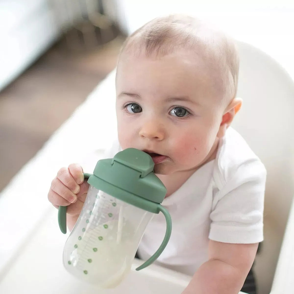 Vaso Entrenador Con Pitillo / 9 Onz Dr. Brown's / 6+ Verde Musgo Lisa