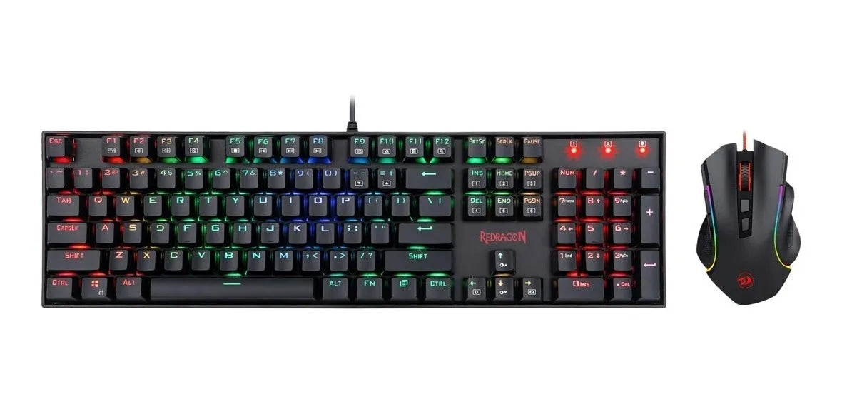 Combo Gamer Redragon K551rgb, Teclado Mecánico + Mouse M607 Negro Negro