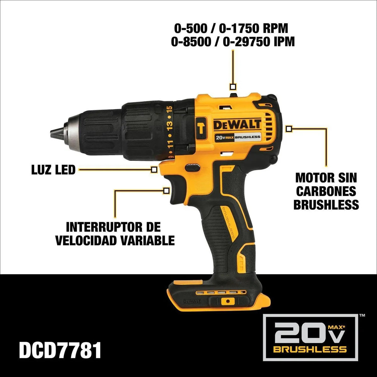 Combo Taladro Perc 1/2+ Atornillador Impacto 20v Dck276d2-b3 - Amarillo