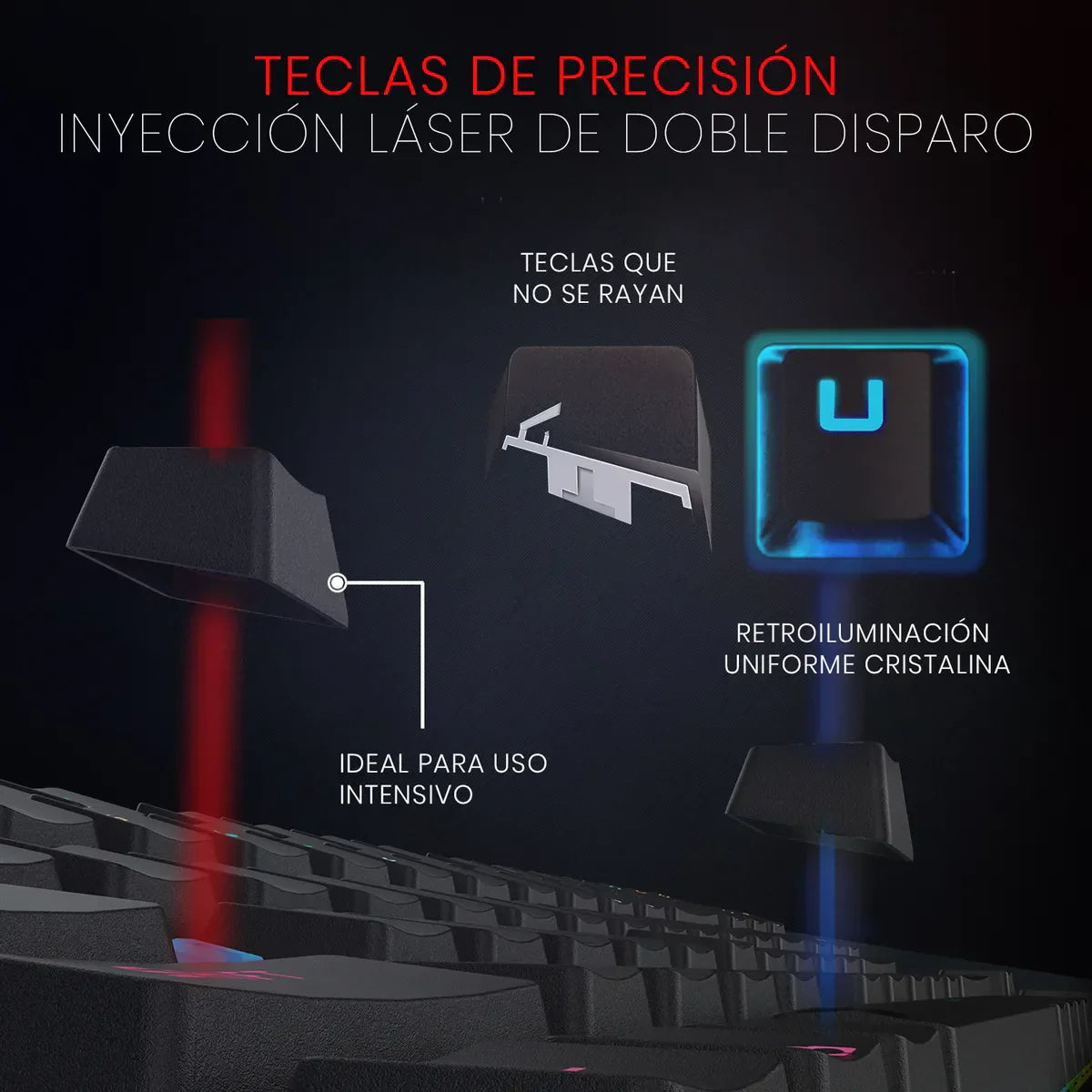 Teclado Redragon Kumara QWERTY Outemu Red español latinoamérica color negro con luz RGB