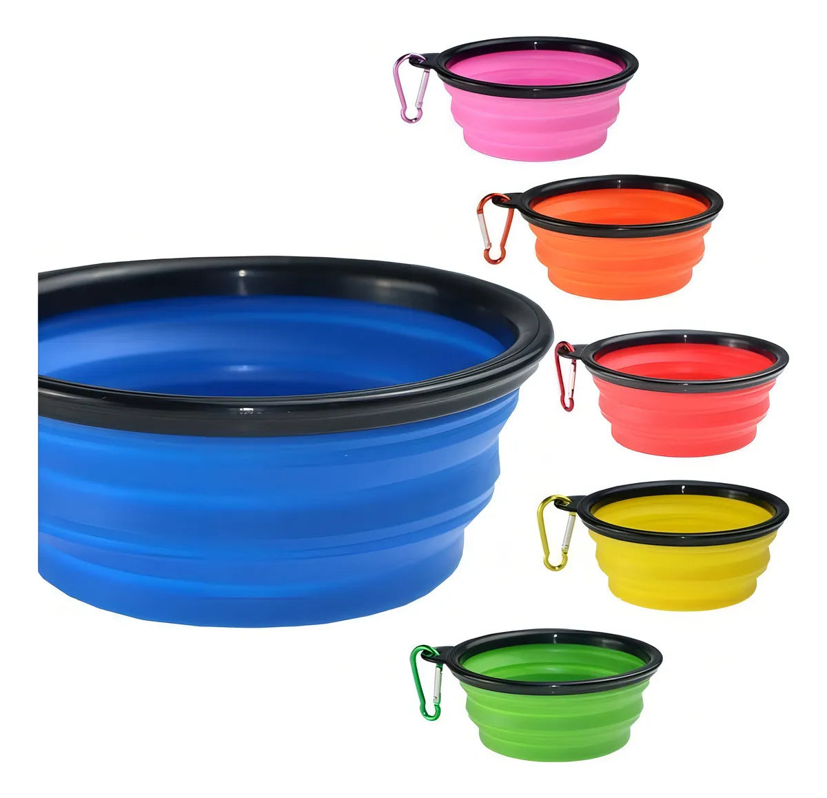 Plato De Goma Plegable Portátil De Mascotas Perro Y Gato Color Rosa
