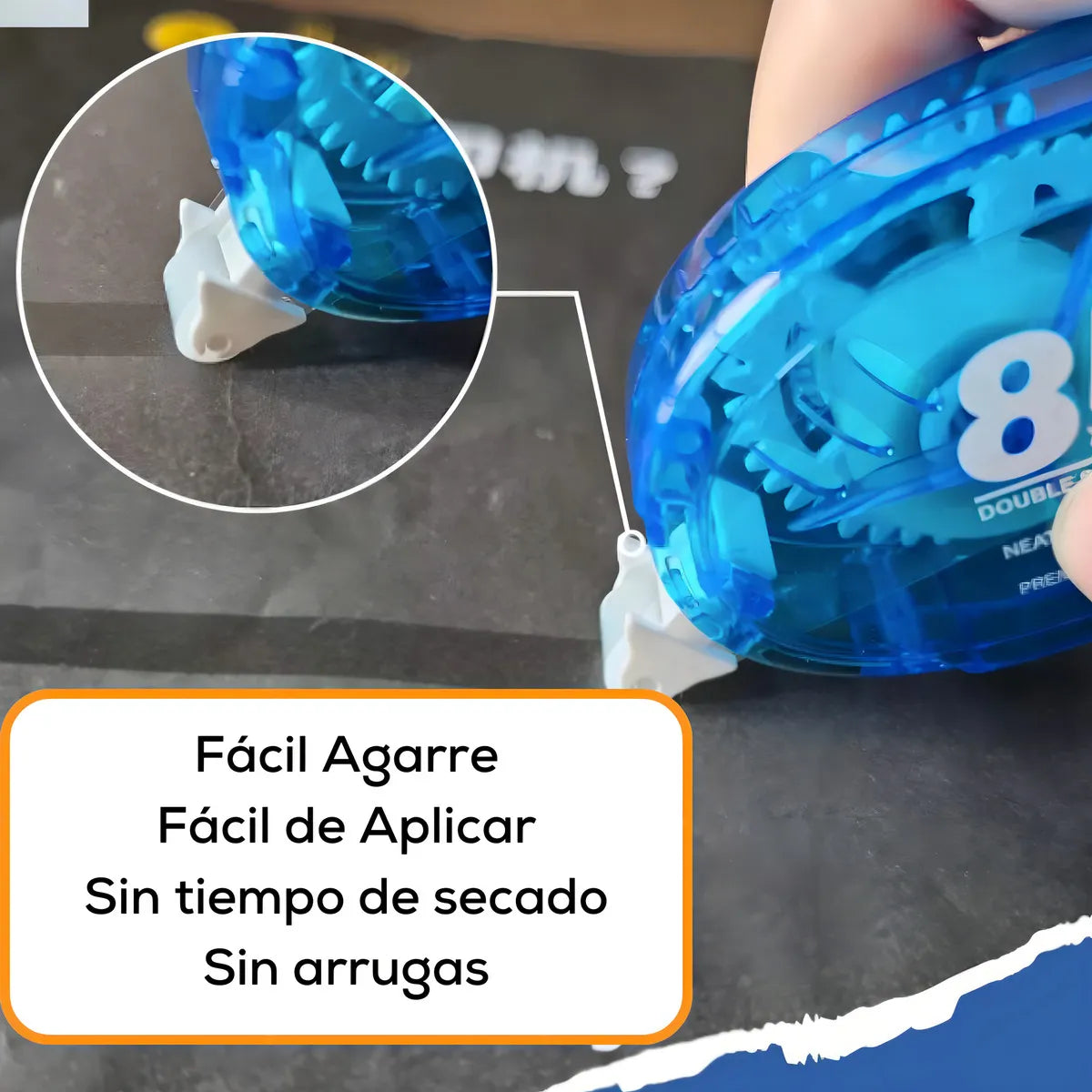 Cinta Adhesiva Doble Faz 8m X 8mm Portátil Precisa Para Manualidades Proyectos Escolares Oficinas Decoraciones Fijación Limpia Duradera Para Papel Regalo Cartón Fotografías Y Más Fácil De Usar