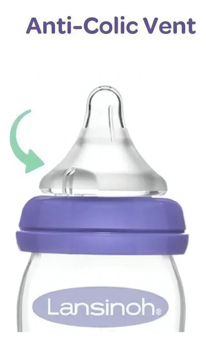 Set X3 Biberones Teteros Lansinoh 8oz Flujo Medio +3m Violeta Set Mamaderas 240 Ml