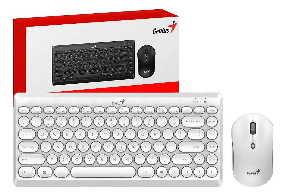 Combo Genius Teclado Y Mouse Q8000 Inalámbrico Tkl Mouse Blanco Teclado Blanco
