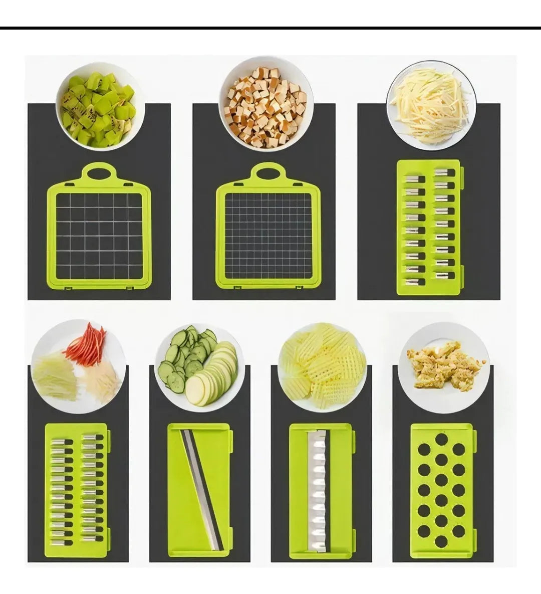 Cortador De Verduras 14 En 1 Rallador Rebanador Con Accesori Griss Oscuro