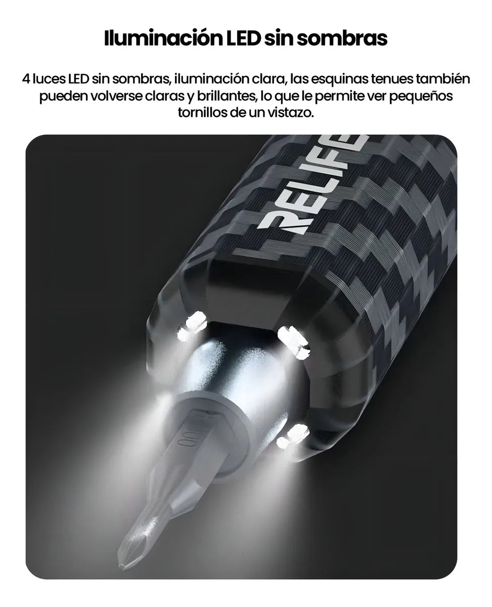 Destornillador Electrico Relife E1 12 Puntas Celulares Color Negro