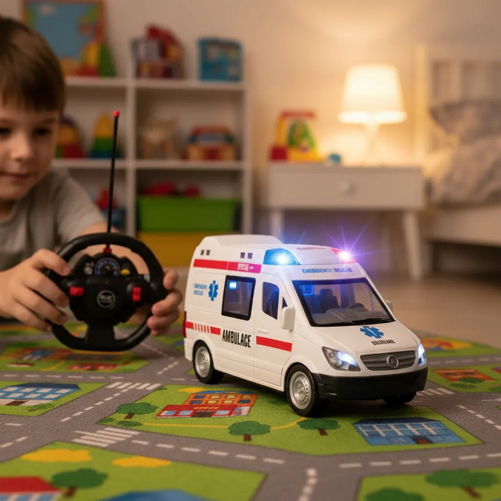 Ambulancia A Control Remoto Con Luces Y Sonidos Blanco