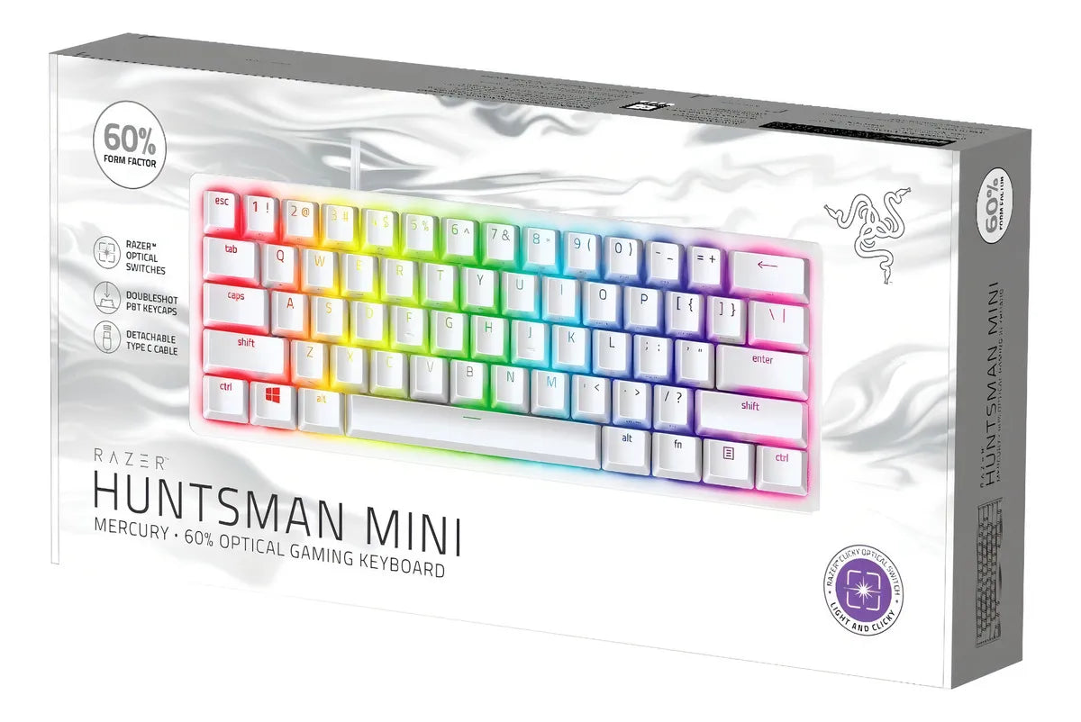 Teclado Razer QWERTY Razer Purple inglés US color mercury con luz RGB
