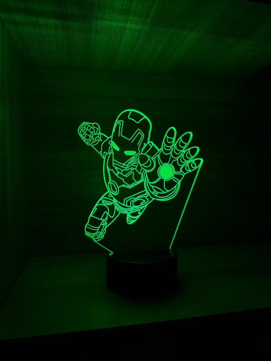 Lámpara De Noche Led Iron Man Holograma Regalo Decoración Negra