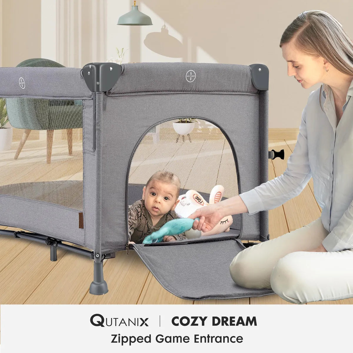 Qutanix Corralito De Bebe 2 En 1, Cuna Portatil Plegable Fac