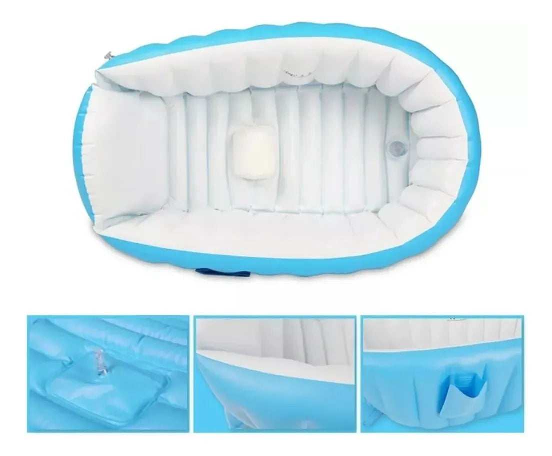 Bañera Tina Piscina Inflable Para Bebés Rosa-azul Lisa