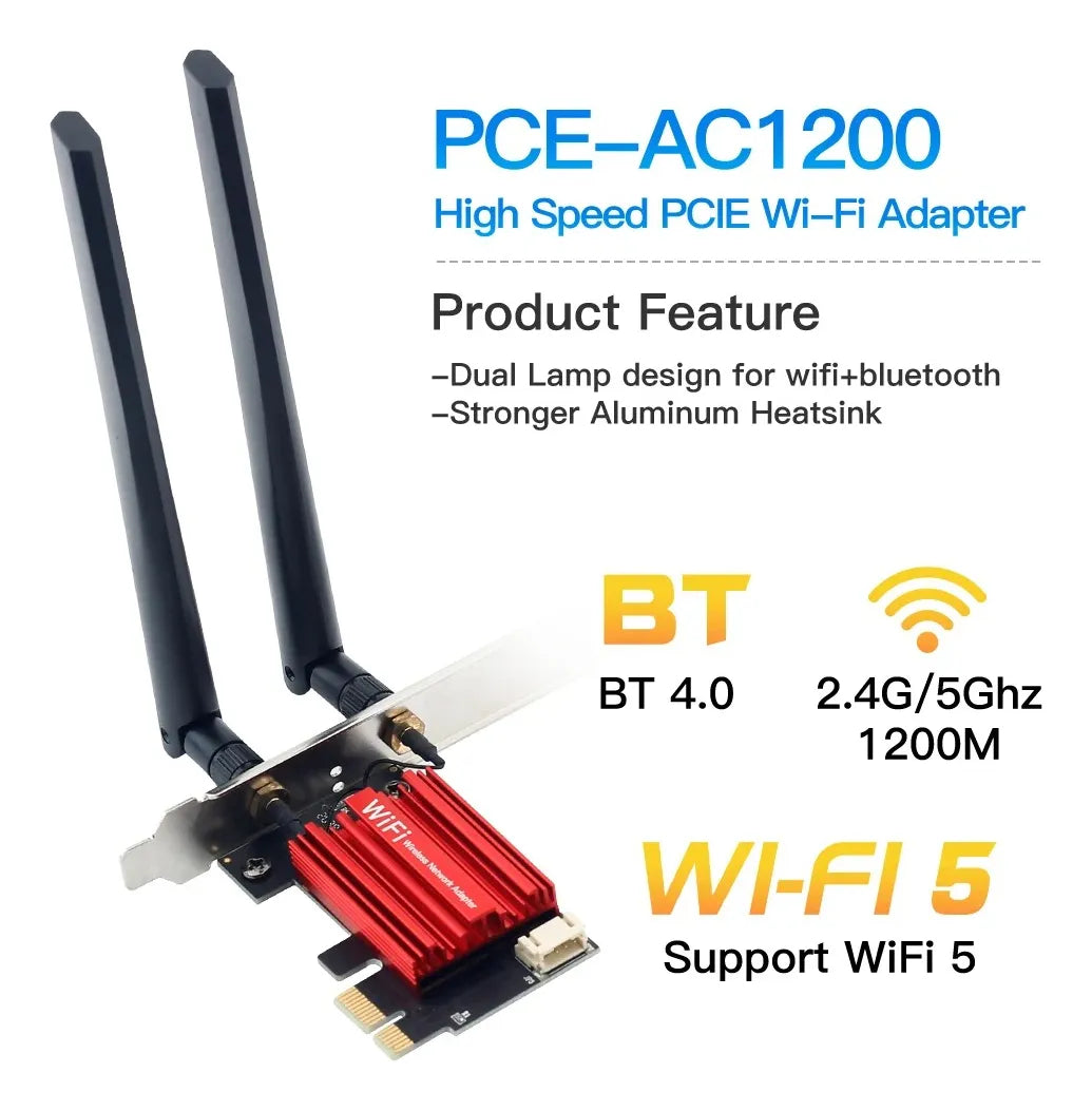 Adaptador Wifi Bluetooth Pc Tarjeta Red Pcie Doble Banda 5g
