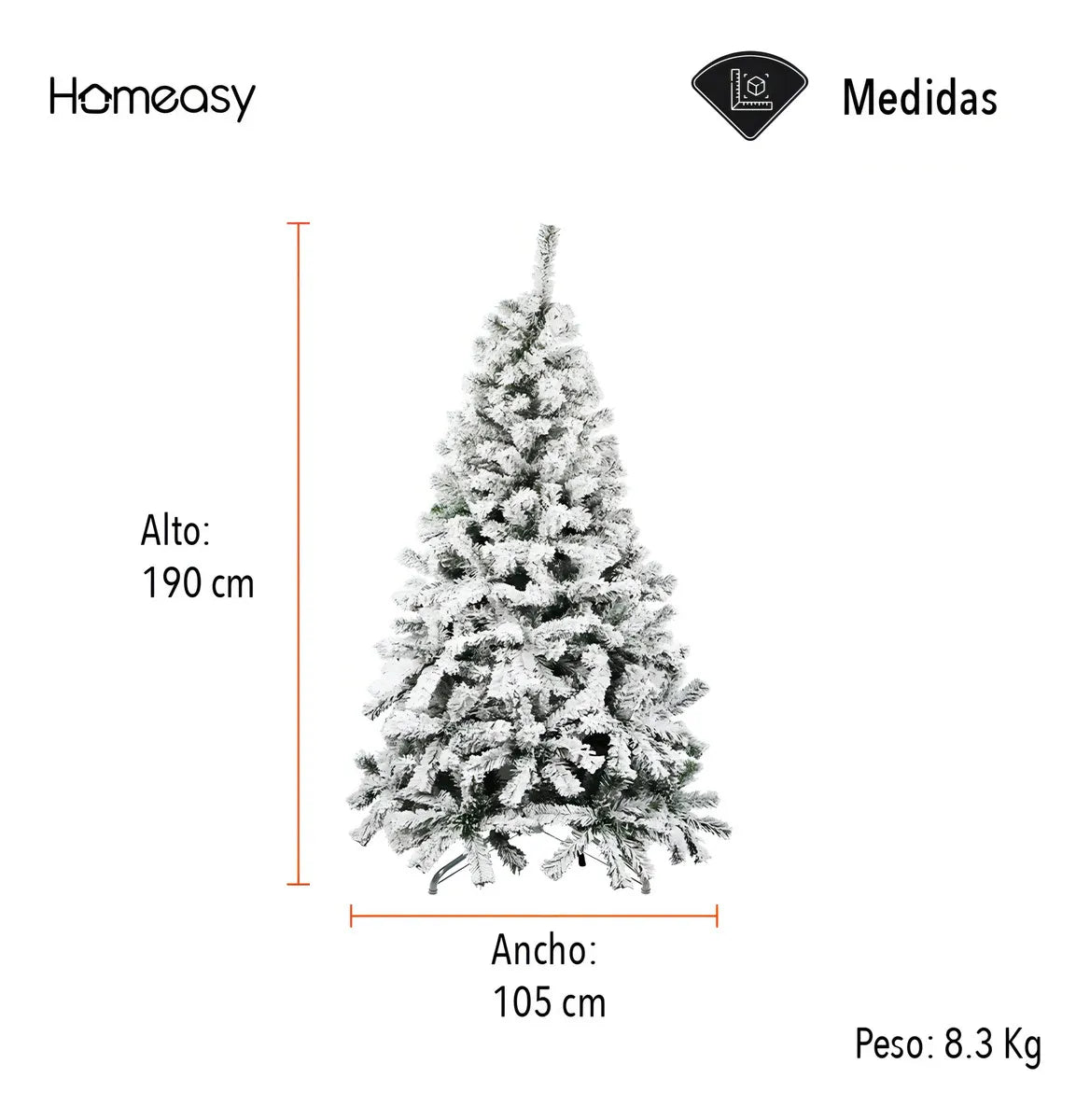 Árbol Artificial De Navidad Nevado 1.90 Color Verde