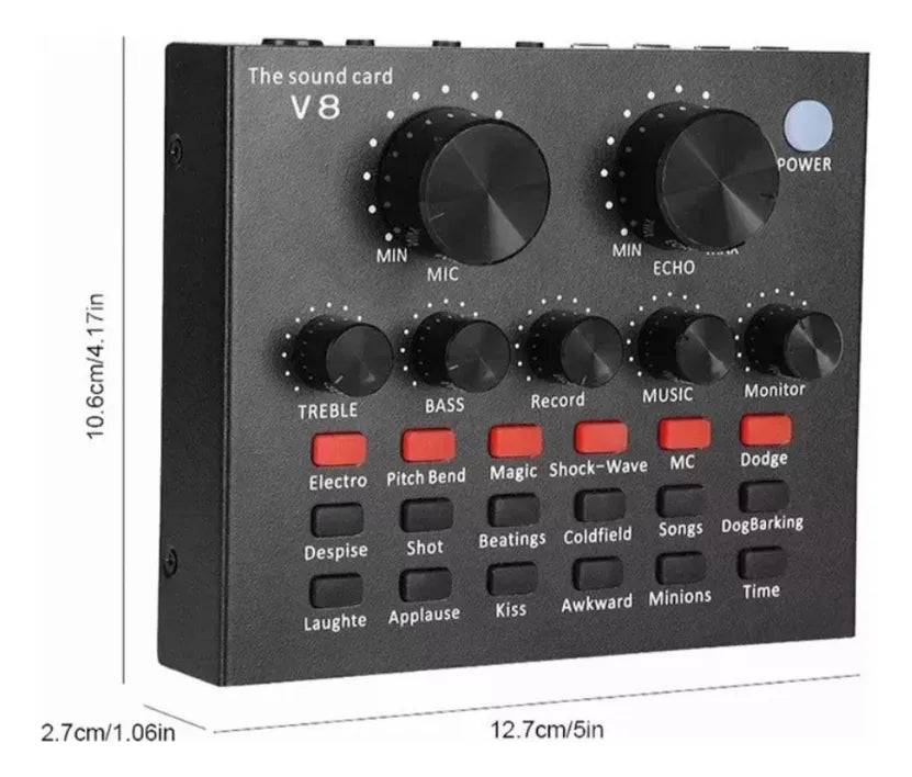 Tarjeta De Sonido V8 Interfaz Consola De Audio Grabación Negro