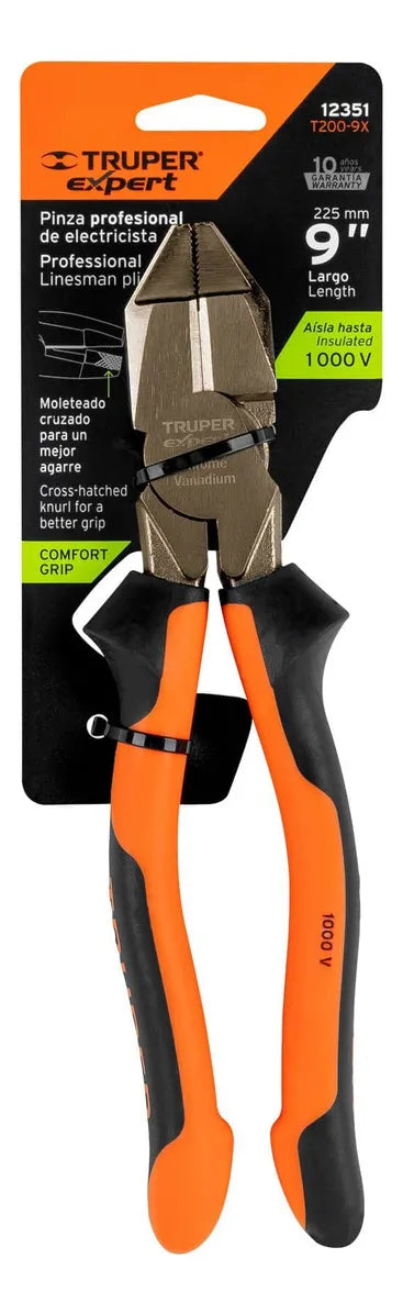 Pinza Electricista Prof. 9'' Comfort Grip Truper Expert 12351