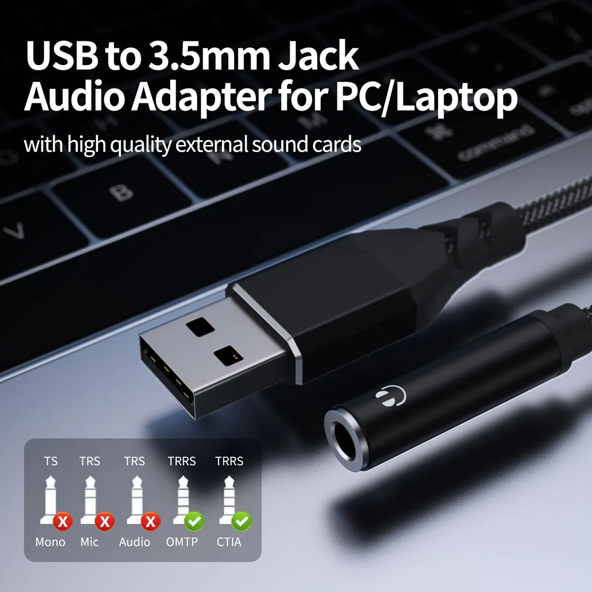 Adaptador De Audio Usb A Conector De 0.138 In, Tarjeta De So