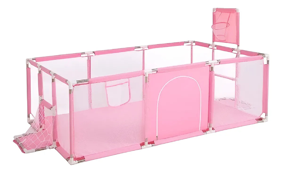 Parque Infantil Corral De Juegos Bebes Con Cancha Color Rosa