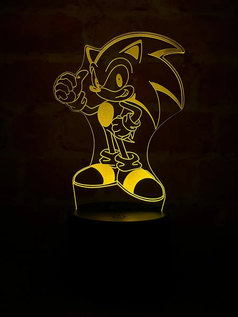 Lámpara De Noche Led Sonic Holograma Decoración Regalo Negro