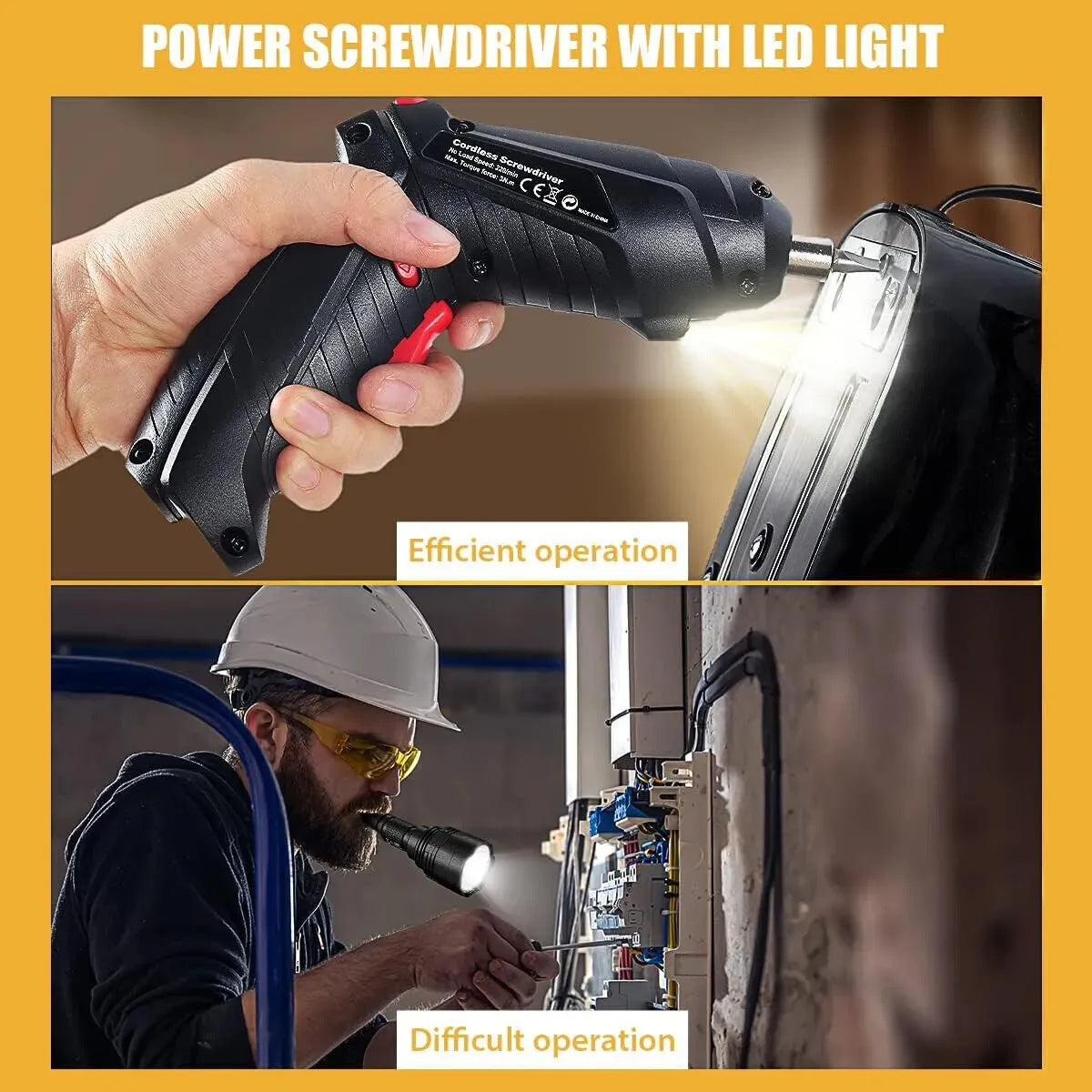 Kit De Taladro Y Destornillador Eléctrico Inalámbrico De 47 - Negro - 220