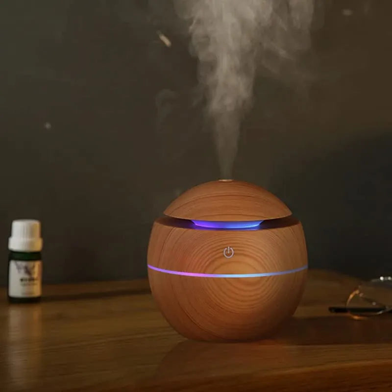 Humidificador Difusor Aire Diseño Madera Claro Redondo Esenc - Marrón Claro