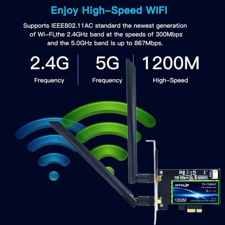 Tarjeta Pci-e Bluetooth 4.0 Wifi 1200mbps Doble Banda