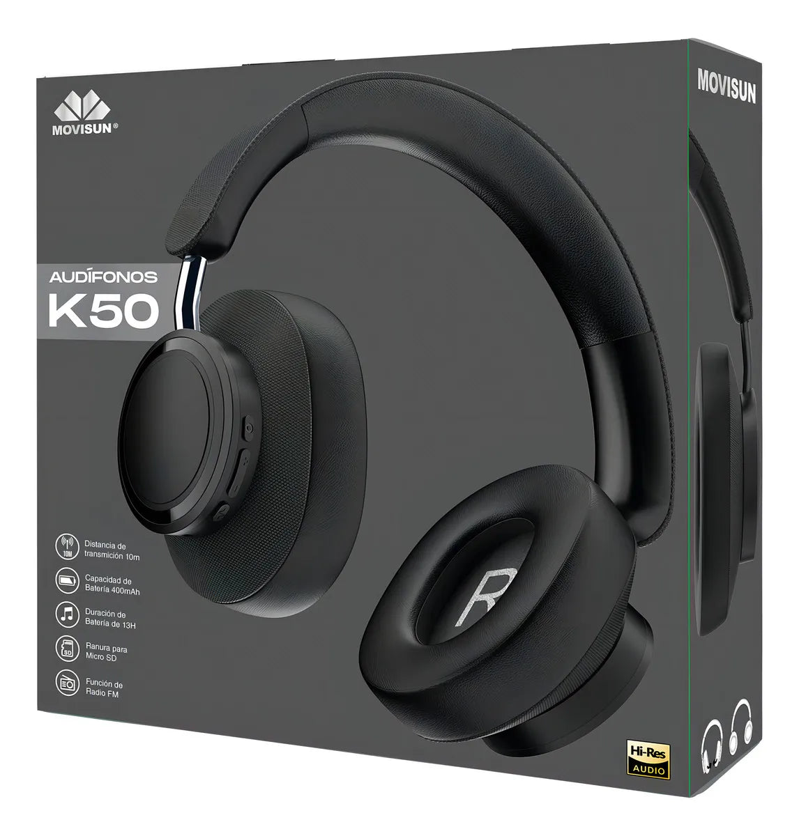 Audífonos Bluetooth K50 Movisun Inalámbricos Diadema Color Negro