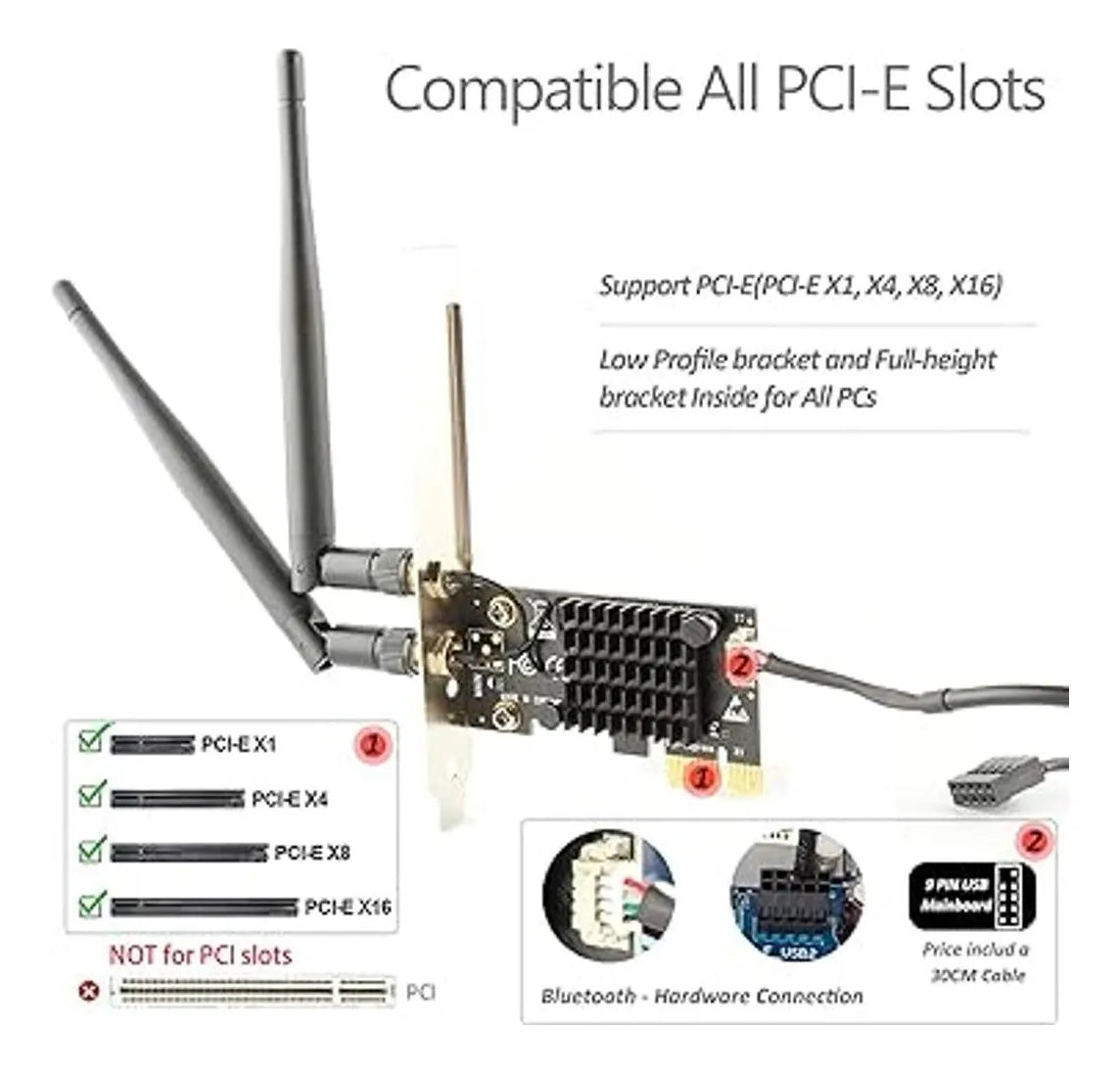 Ubit Ac1200 Pcie Tarjeta Wifi Para Pc Con Bt 4.2