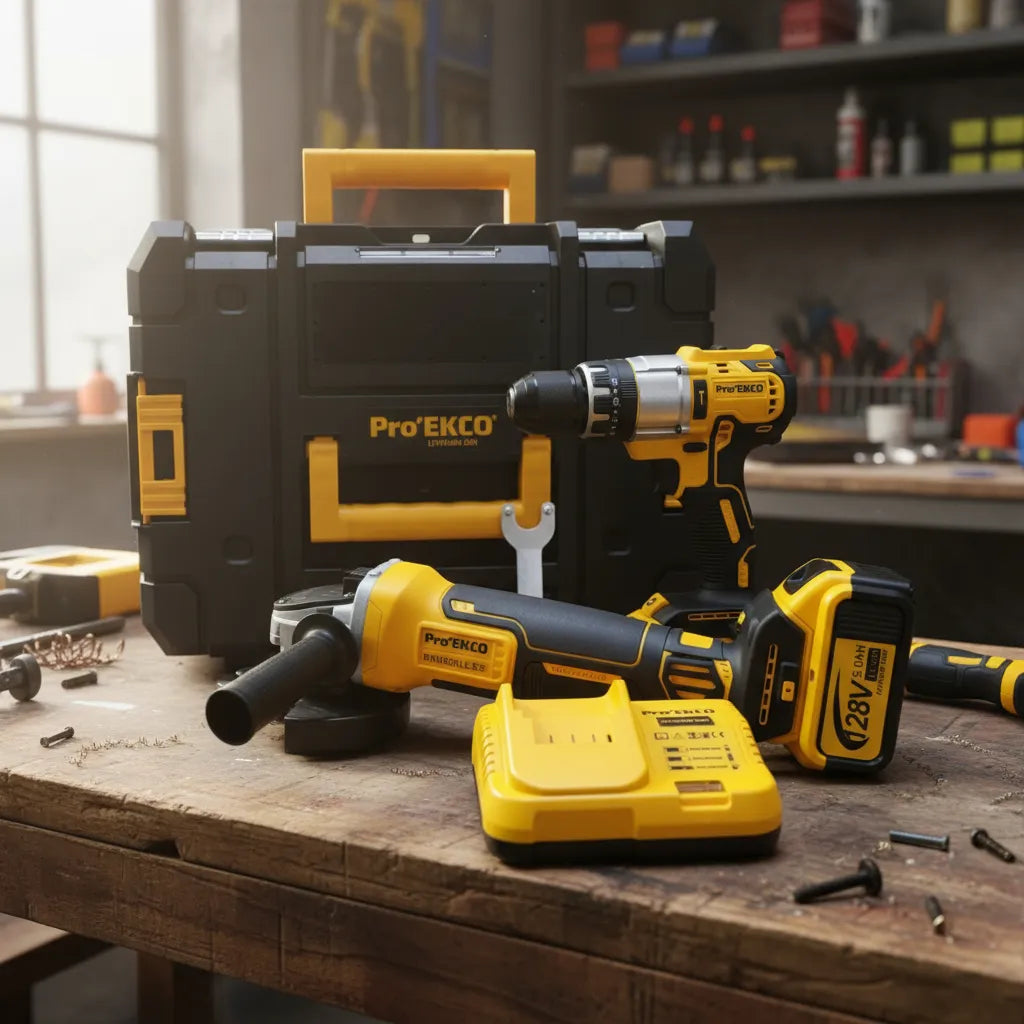 Combo Taladro + Pulidora Inalámbrico Brushless 128v - Amarillo - 50-60 Hz