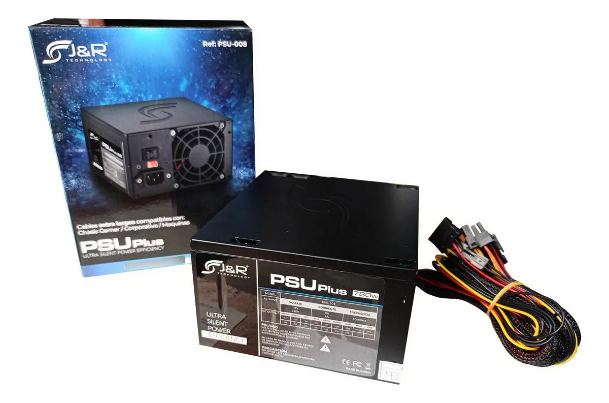 Fuente De Poder Para Pc J&r Psu 008 780w Cables Extra Largos Negro