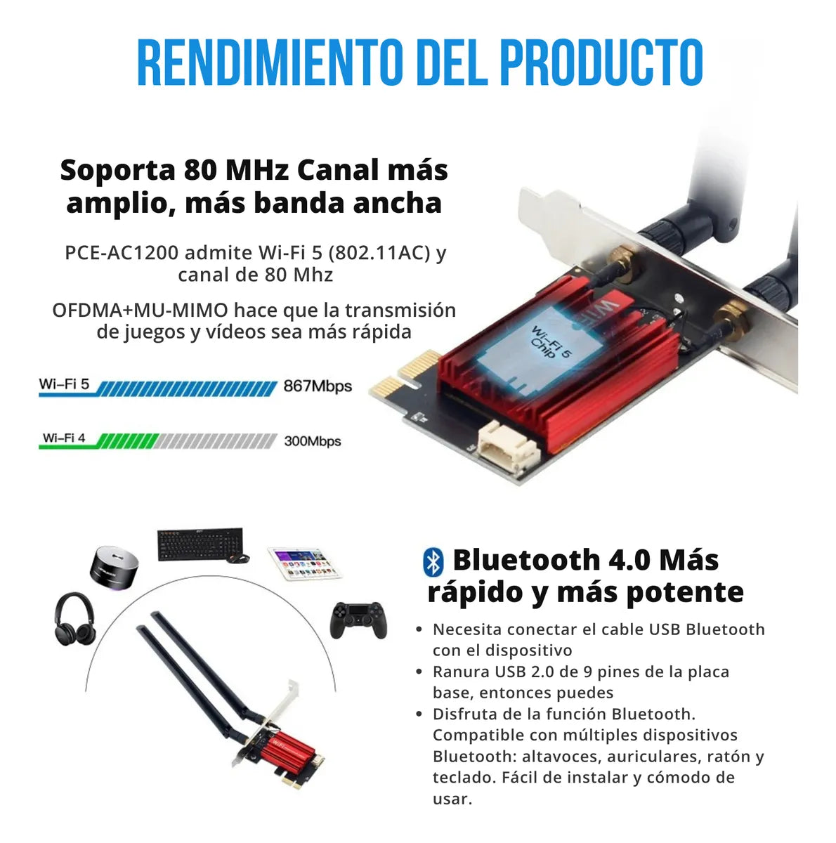 Tarjeta Wifi Bluetooth Pci Express Placa Red Doble Banda 5g